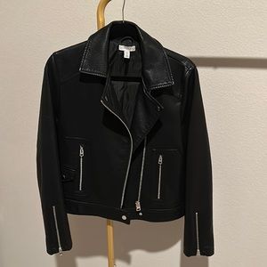 TOPSHOP Black Vegan Leather Jacket Size US 8